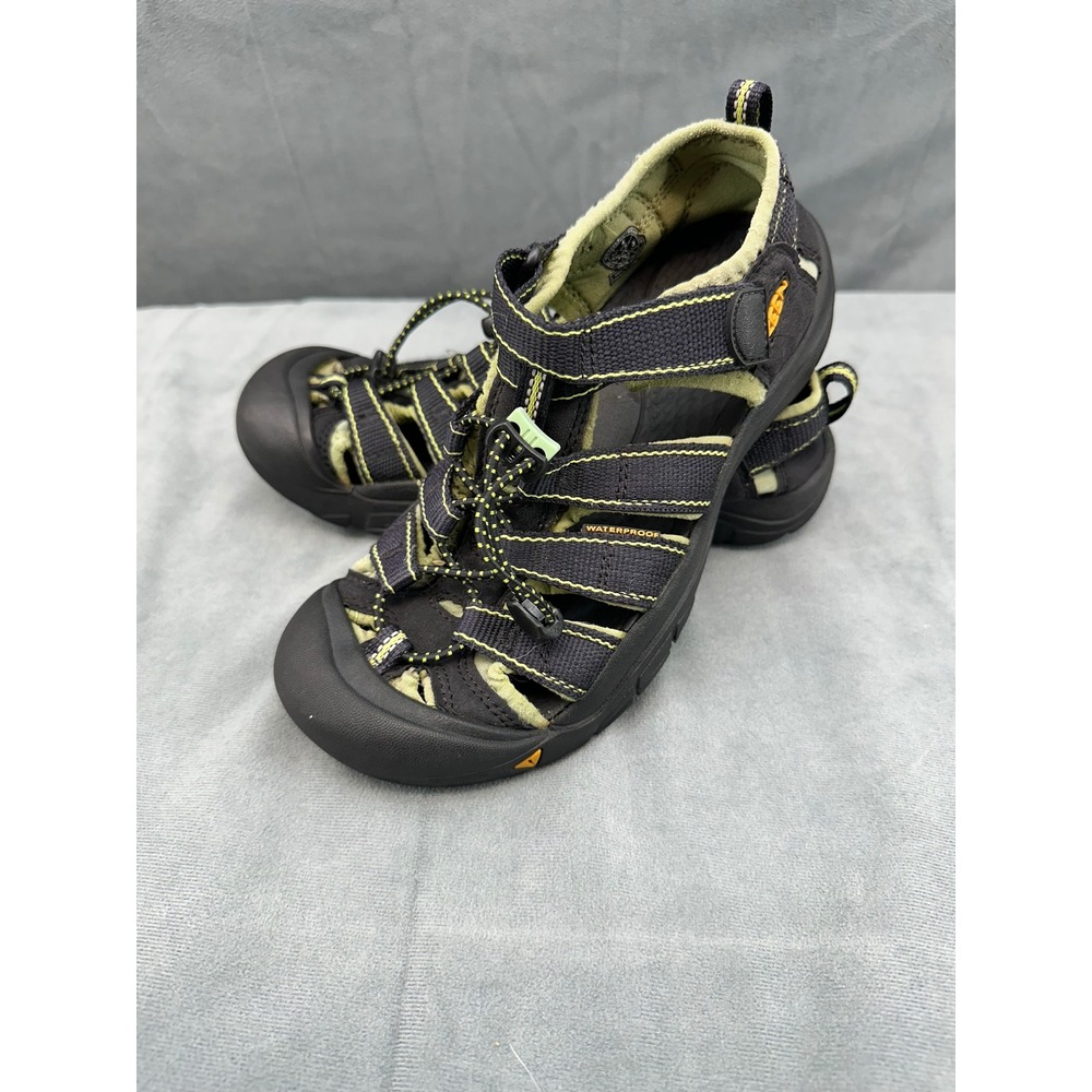KEEN Newport H2 Kids Waterproof Sport Sandals Black Lime‎ Green Size 4 Youth